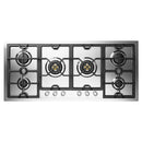 ILVE Panoramagic 48-Inch Built-In Natural Gas Cooktop with 6 Total Black Brass Burners in Stainless Steel (UHCPMT125SS)