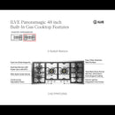 ILVE Panoramagic 48-Inch Built-In Natural Gas Cooktop with 6 Total Black Brass Burners in Stainless Steel (UHCPMT125SS)