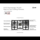ILVE Panoramagic 36-Inch Built-In Natural Gas Cooktop with 5 Total Black Brass Burners in Stainless Steel (UHCPMT95SS)