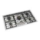 ILVE Panoramagic 36-Inch Built-In Natural Gas Cooktop with 5 Total Black Brass Burners in Stainless Steel (UHCPMT95SS)