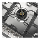 ILVE Panoramagic 36-Inch Built-In Natural Gas Cooktop with 5 Total Black Brass Burners in Stainless Steel (UHCPMT95SS)