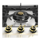 ILVE Nostalgie II 48-Inch Built-In Natural Gas Cooktop with 6 Total Black Brass Burners & Left Griddle in Stainless Steel with Brass Knobs (UHCPT125FNSSG)