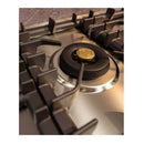 ILVE Professional Plus II 48-Inch Built-In Natural Gas Cooktop with 6 Total Black Brass Burners & Left Griddle in Stainless Steel (UHCPT125FSS)