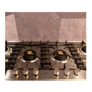 ILVE Professional Plus II 48-Inch Built-In Natural Gas Cooktop with 6 Total Black Brass Burners & Left Griddle in Stainless Steel (UHCPT125FSS)