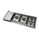 ILVE Professional Plus II 48-Inch Built-In Natural Gas Cooktop with 6 Total Black Brass Burners & Left Griddle in Stainless Steel (UHCPT125FSS)