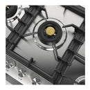 ILVE Professional Plus II 48-Inch Built-In Natural Gas Cooktop with 6 Total Black Brass Burners & Left Griddle in Stainless Steel (UHCPT125FSS)