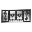ILVE Nostalgie II 48-Inch Built-In Natural Gas Cooktop with 6 Total Black Brass Burners in Stainless Steel (UHCPT125NSSG)