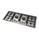 ILVE Nostalgie II 48-Inch Built-In Natural Gas Cooktop with 6 Total Black Brass Burners in Stainless Steel (UHCPT125NSSG)
