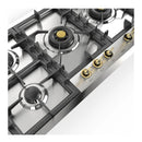 ILVE Nostalgie II 48-Inch Built-In Natural Gas Cooktop with 6 Total Black Brass Burners in Stainless Steel (UHCPT125NSSG)