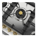 ILVE Nostalgie II 48-Inch Built-In Natural Gas Cooktop with 6 Total Black Brass Burners in Stainless Steel (UHCPT125NSSG)