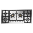 ILVE Professional Plus II 48-Inch Built-In Propane Gas Cooktop with 6 Total Black Brass Burners in Stainless Steel (UHCPT125SSLP)