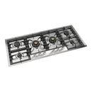 ILVE Professional Plus II 48-Inch Built-In Propane Gas Cooktop with 6 Total Black Brass Burners in Stainless Steel (UHCPT125SSLP)