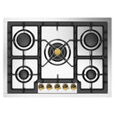 ILVE Nostalgie II 30-Inch Built-In Natural Gas Cooktop with 5 Burners in Stainless Steel with Brass Knob (UHCPT75NSSG)