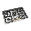 ILVE Nostalgie II 30-Inch Built-In Natural Gas Cooktop with 5 Burners in Stainless Steel with Brass Knob (UHCPT75NSSG)