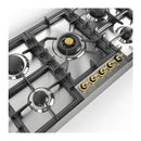ILVE Nostalgie II 36-Inch Built-In Natural Gas Cooktop with 5 Burners in Stainless Steel with Brass Knob (UHCPT95NSSG)