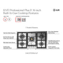 ILVE Professional Plus II 36-Inch Built-In Natural Gas Cooktop with 5 Burners in Stainless Steel (UHCPT95SS)