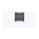 ILVE 36-Inch Majestic II Series Freestanding Dual Fuel Single Solid Door Oven Range with 6 Sealed Burners and Removable Griddle in Blue Grey with Bronze Trim (UM09FDQNS3BGB)