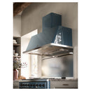 ILVE 48-Inch Majestic II Dual Fuel Range with 8 Sealed Brass Burners and Removable Griddle with 5.62 cu. ft. Oven in Blue Grey with Bronze Trim (UM12FDNS3BGB)