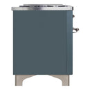 ILVE 48-Inch Majestic II Dual Fuel Range with 8 Sealed Brass Burners and Removable Griddle with 5.62 cu. ft. Oven in in Blue Grey with Chrome Trim (UM12FDNS3BGC)