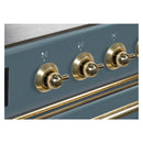 ILVE 48-Inch Majestic II Dual Fuel Range with 8 Sealed Brass Burners and Removable Griddle with 5.62 cu. ft. Oven in in Blue Grey with Brass Trim (UM12FDNS3BGG)