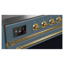 ILVE 48-Inch Majestic II Dual Fuel Range with 8 Sealed Brass Burners and Removable Griddle with 5.62 cu. ft. Oven in in Blue Grey with Brass Trim (UM12FDNS3BGG)