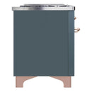 ILVE 48-Inch Majestic II Dual Fuel Range with 8 Sealed Brass Burners and Removable Griddle with 5.62 cu. ft. Oven in Blue Grey with Copper Trim (UM12FDNS3BGP)