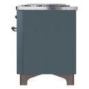 ILVE 60-Inch Majestic II Dual Fuel Range with 9 Sealed Burners and Removable Griddle in Blue Grey with Bronze Trim (UM15FDNS3BGB)