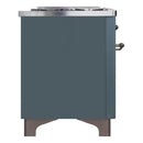 ILVE 60-Inch Majestic II Dual Fuel Range with 9 Sealed Burners and Removable Griddle in Blue Grey with Bronze Trim (UM15FDNS3BGB)