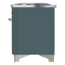 ILVE 60-Inch Majestic II Dual Fuel Range with 9 Sealed Burners and Removable Griddle in Blue Grey with Chrome Trim (UM15FDNS3BGC)