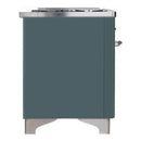 ILVE 60-Inch Majestic II Dual Fuel Range with 9 Sealed Burners and Removable Griddle in Blue Grey with Chrome Trim (UM15FDNS3BGC)