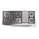 ILVE 60-Inch Majestic II Dual Fuel Range with 9 Sealed Burners and Removable Griddle in Blue Grey with Chrome Trim (UM15FDNS3BGC)