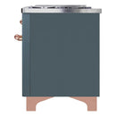 ILVE 60-Inch Majestic II Dual Fuel Range with 9 Sealed Burners and Removable Griddle in Blue Grey with Copper Trim (UM15FDNS3BGP)