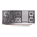 ILVE 60-Inch Majestic II Dual Fuel Range with 9 Sealed Burners and Removable Griddle in Blue Grey with Copper Trim (UM15FDNS3BGP)
