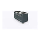 ILVE 60-Inch Majestic II Dual Fuel Range with 9 Sealed Burners and Removable Griddle  with Solid Door Oven in Blue Grey with Chrome Trim (UM15FDQNS3BGC)