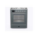 ILVE 30-Inch Majestic II Dual Fuel Range with 5 Sealed Brass Burners - 4  cu. ft. Oven - in Blue Grey with Chrome (UM30DNE3BGC)