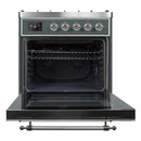 ILVE 30-Inch Majestic II Dual Fuel Range with 5 Sealed Brass Burners - 4  cu. ft. Oven - in Blue Grey with Chrome (UM30DNE3BGC)
