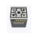ILVE 30-Inch Majestic II Dual Fuel Range with 5 Sealed Brass Burners in Blue Grey with Brass Trim (UM30DNE3BGG)