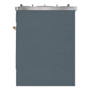 ILVE 30-Inch Majestic II Dual Fuel Range with 5 Sealed Brass Burners in Blue Grey with Brass Trim (UM30DNE3BGG)