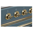 ILVE 30-Inch Majestic II Dual Fuel Range with 5 Sealed Brass Burners in Blue Grey with Brass Trim (UM30DNE3BGG)