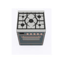 ILVE 30-Inch Majestic II Dual Fuel Range with 5 Sealed Brass Burners - 4  cu. ft. Oven - in Blue Grey with Copper Trim (UM30DNE3BGP)
