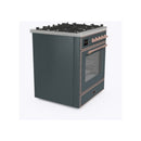 ILVE 30-Inch Majestic II Dual Fuel Range with 5 Sealed Brass Burners - 4  cu. ft. Oven - in Blue Grey with Copper Trim (UM30DNE3BGP)