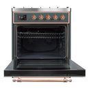 ILVE 30-Inch Majestic II Dual Fuel Range with 5 Sealed Brass Burners - 4  cu. ft. Oven - in Blue Grey with Copper Trim (UM30DNE3BGP)