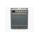 ILVE 30-Inch Majestic II Series Freestanding Dual Fuel Single Solid Door Oven Range with 5 Sealed Burners in Blue Grey with Brass Trim (UM30DQNE3BGG)