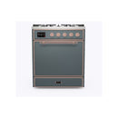 ILVE 30-Inch Majestic II Series Freestanding Dual Fuel Single Solid Door Oven Range with 5 Sealed Burners in Blue Grey with Copper Trim (UM30DQNE3BGP)