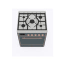 ILVE 30-Inch Majestic II Series Freestanding Dual Fuel Single Solid Door Oven Range with 5 Sealed Burners in Blue Grey with Copper Trim (UM30DQNE3BGP)