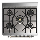 ILVE Majestic III 30-inch Dual Fuel Range with 5 Natural Gas Burner and Triple Glass Door Electric Oven in Antique White with Burnished Trim (UM30NR3AWB)