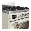 ILVE Majestic III 30-inch Dual Fuel Range with 5 Natural Gas Burner and Triple Glass Door Electric Oven in Antique White with Chrome Trim (UM30NR3AWC)