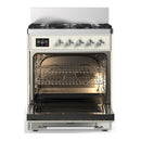 ILVE Majestic III 30-inch Dual Fuel Range with 5 Natural Gas Burner and Triple Glass Door Electric Oven in Antique White with Chrome Trim (UM30NR3AWC)
