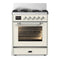 ILVE Majestic III 30-inch Dual Fuel Range with 5 Natural Gas Burner and Triple Glass Door Electric Oven in Antique White with Chrome Trim (UM30NR3AWC)