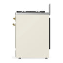 ILVE Majestic III 30-inch Dual Fuel Range with 5 Liquid Propane Burner and Triple Glass Door Electric Oven in Antique White with Brass Trim (UM30NR3AWGLP)